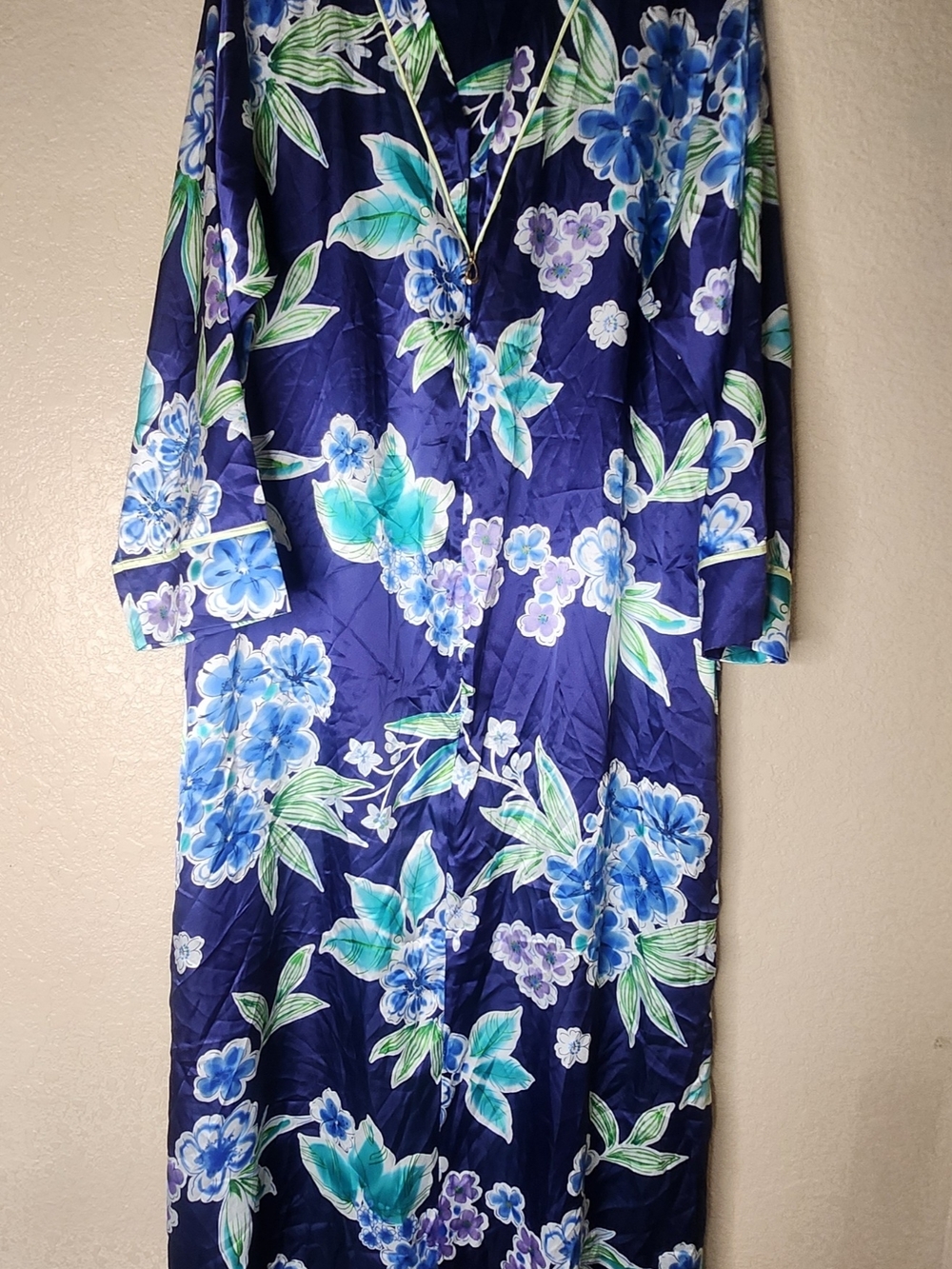 Oscar De La Renta 636942 Floral Nightgown Blue Satin Zipper
